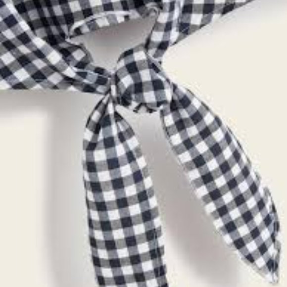 3/$30 SHEIN Ruffle Cuff Tie Hem Plaid Top Large - Picture 4 of 12